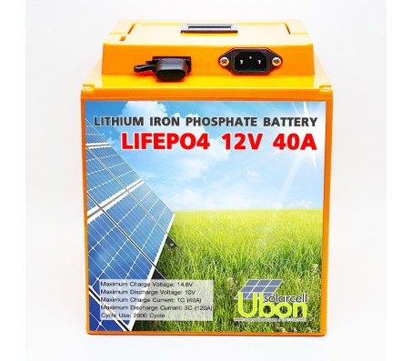 แบตเตอรี่ โซล่าเซลล์ ลิเธียมฟอสเฟส LifePo4 12V 40A