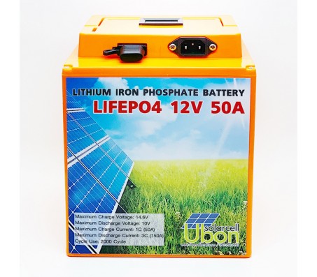 แบตเตอรี่ โซล่าเซลล์ ลิเธียมฟอสเฟส LifePo4 12V 50A