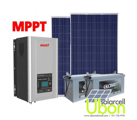 ชุดโซล่าเซลล์ MPPT Hybrid Solar Inverter 1500W แผงโซล่าเซลล์ 270Wx2 สำหรับเปิดไฟ ทีวี พัดลม คอมพิวเตอร์