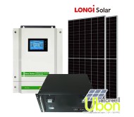 ชุดโซล่าเซลล์  Hybrid Solar Inverter 3200W แผงโซล่าเซลล์ 400Wx6 สำหรับเปิดไฟ ทีวี พัดลม คอมพิวเตอร์ แอร์ ปั้มน้ำ