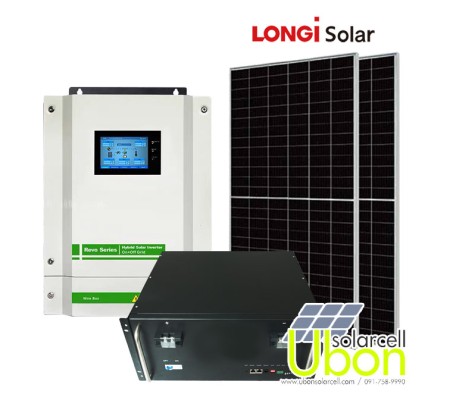 ชุดโซล่าเซลล์  Hybrid Solar Inverter 5500W แผงโซล่าเซลล์ 400Wx12 สำหรับเปิดไฟ ทีวี พัดลม คอมพิวเตอร์ แอร์ ปั้มน้ำ